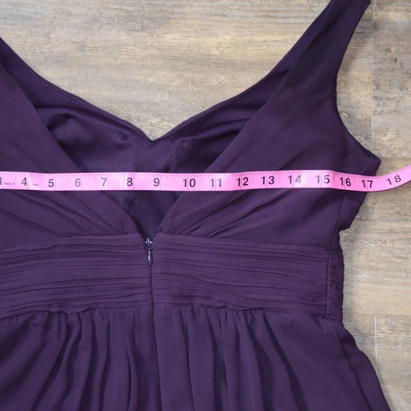 #LEVKOFF V-Neck Chiffon A-Line Gown in Plum Bridesmaid Prom Dress - Picture 4 of 8